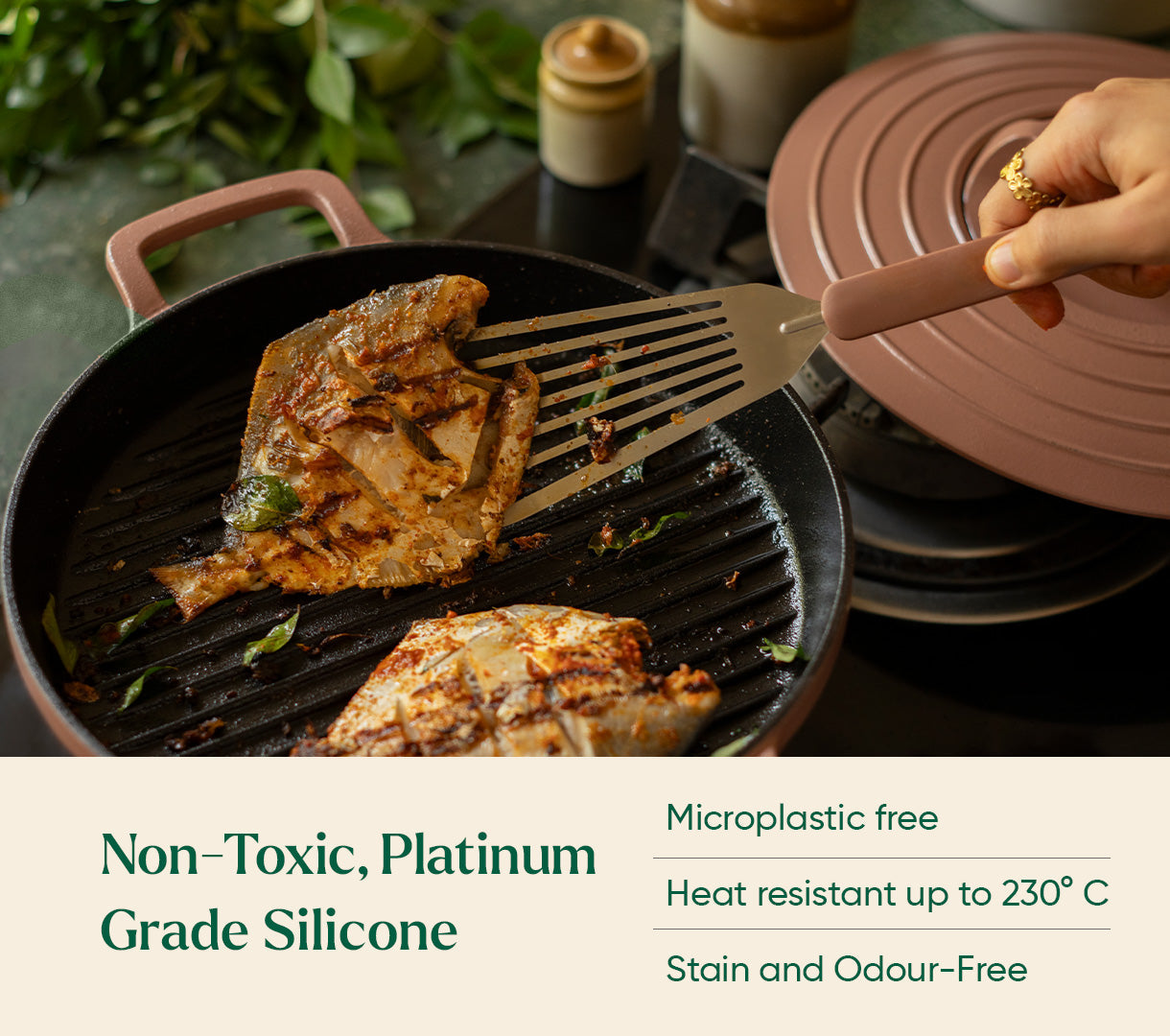 Set of 7 (Ladle, Brush, Flip, Stir, Scrape, Tong, Fish Spatula) - Jaipur Terracotta