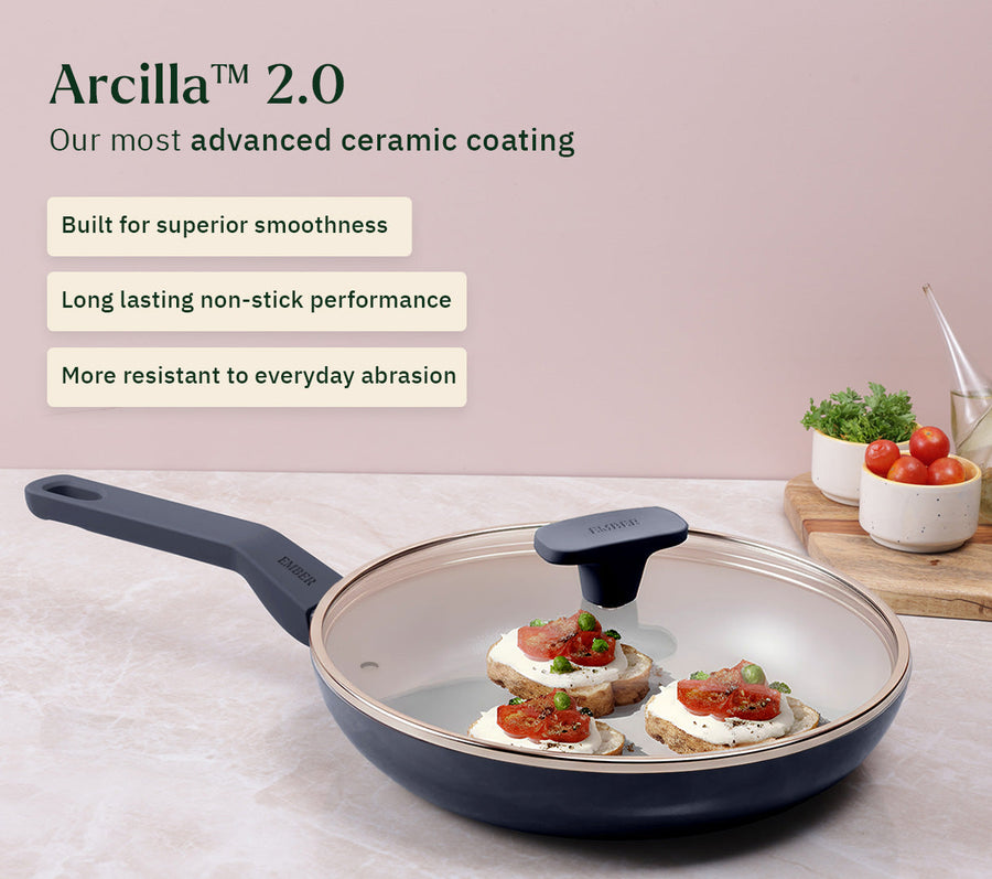 Frypan 24cm with glass lid (2.0) - Nilgiri Blue