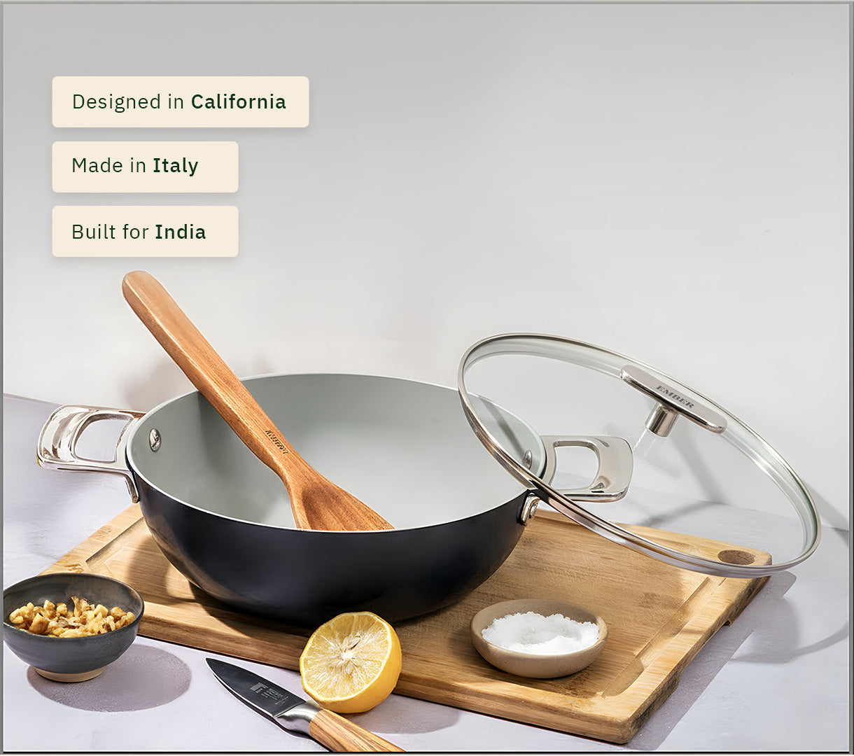 Kadai 24cm with glass lid - Nilgiri Blue