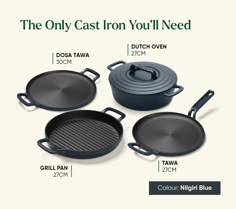 Pre-Seasoned Tawa 27 cm - Nilgiri Blue