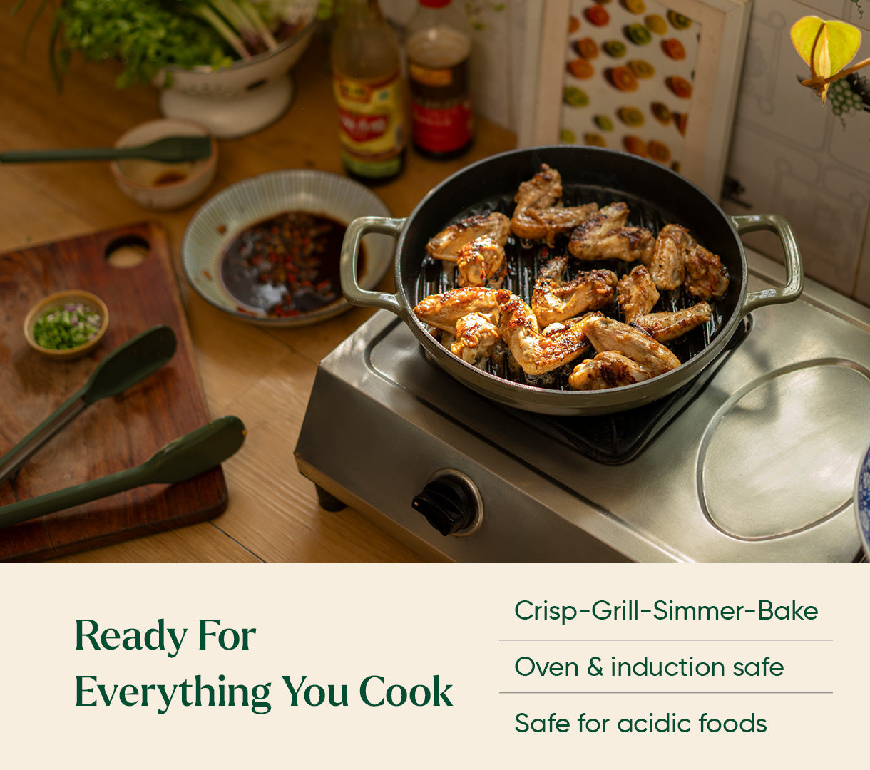 Cast Iron Trio with Storage - Sage