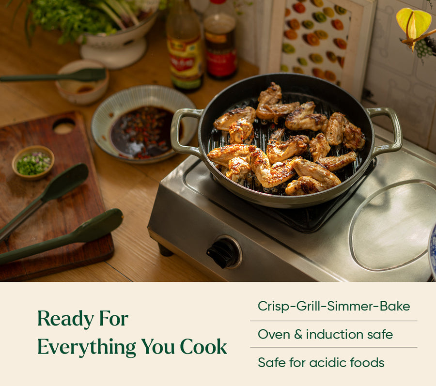 Cast Iron Trio with Storage - Sage