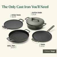 Cast Iron Trio with Storage - Sage