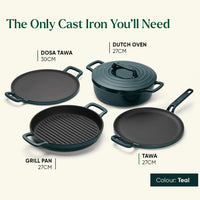Cast Iron Trio with Storage - Teal