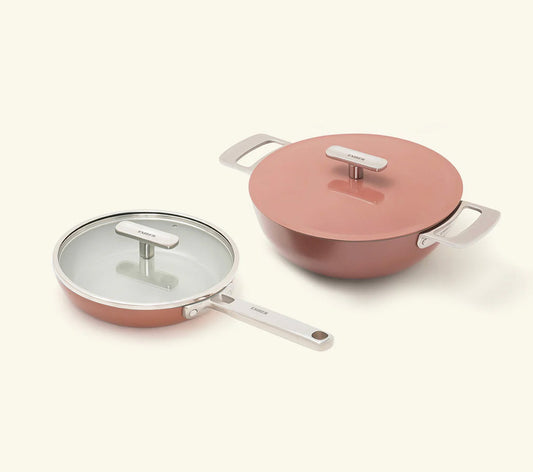 Ember Mini Frypan with glass lid + Kadai Duo - Jaipur Terracotta