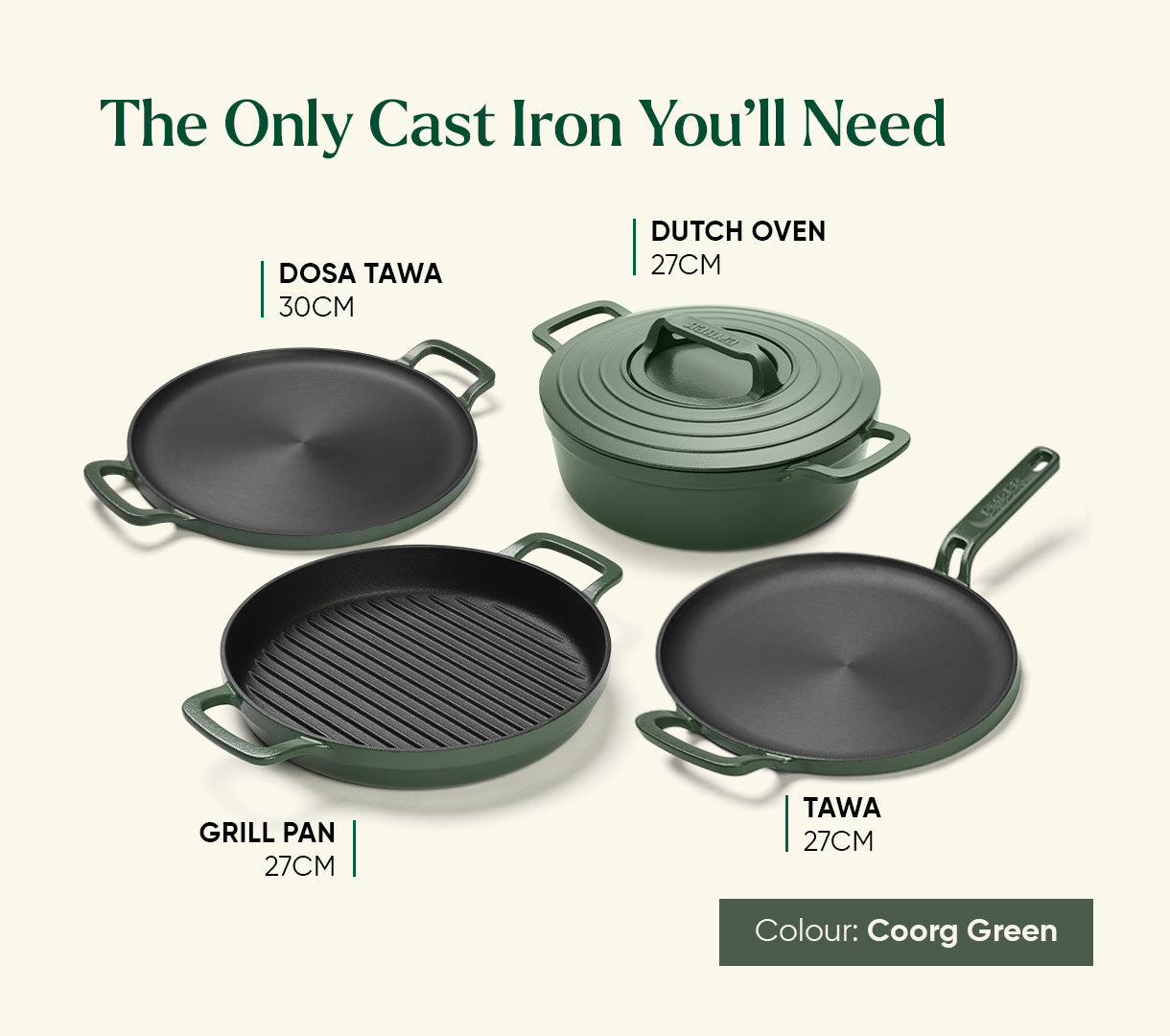 Pre-Seasoned Tawa 30 cm - Coorg Green