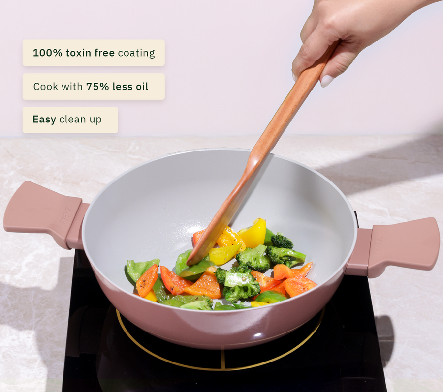 Everyday Cookware Trio with glass lid - Jaipur Terracotta