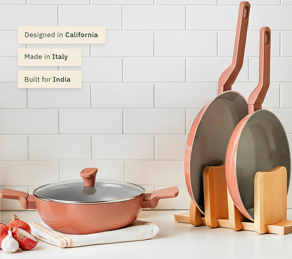 Everyday Cookware Trio with glass lid - Jaipur Terracotta