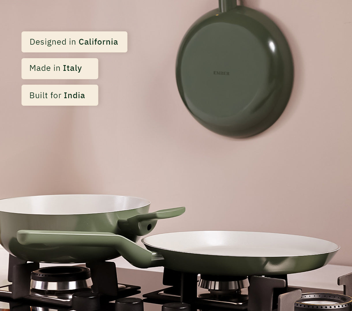 Everyday Cookware Trio with glass lid - Coorg Green