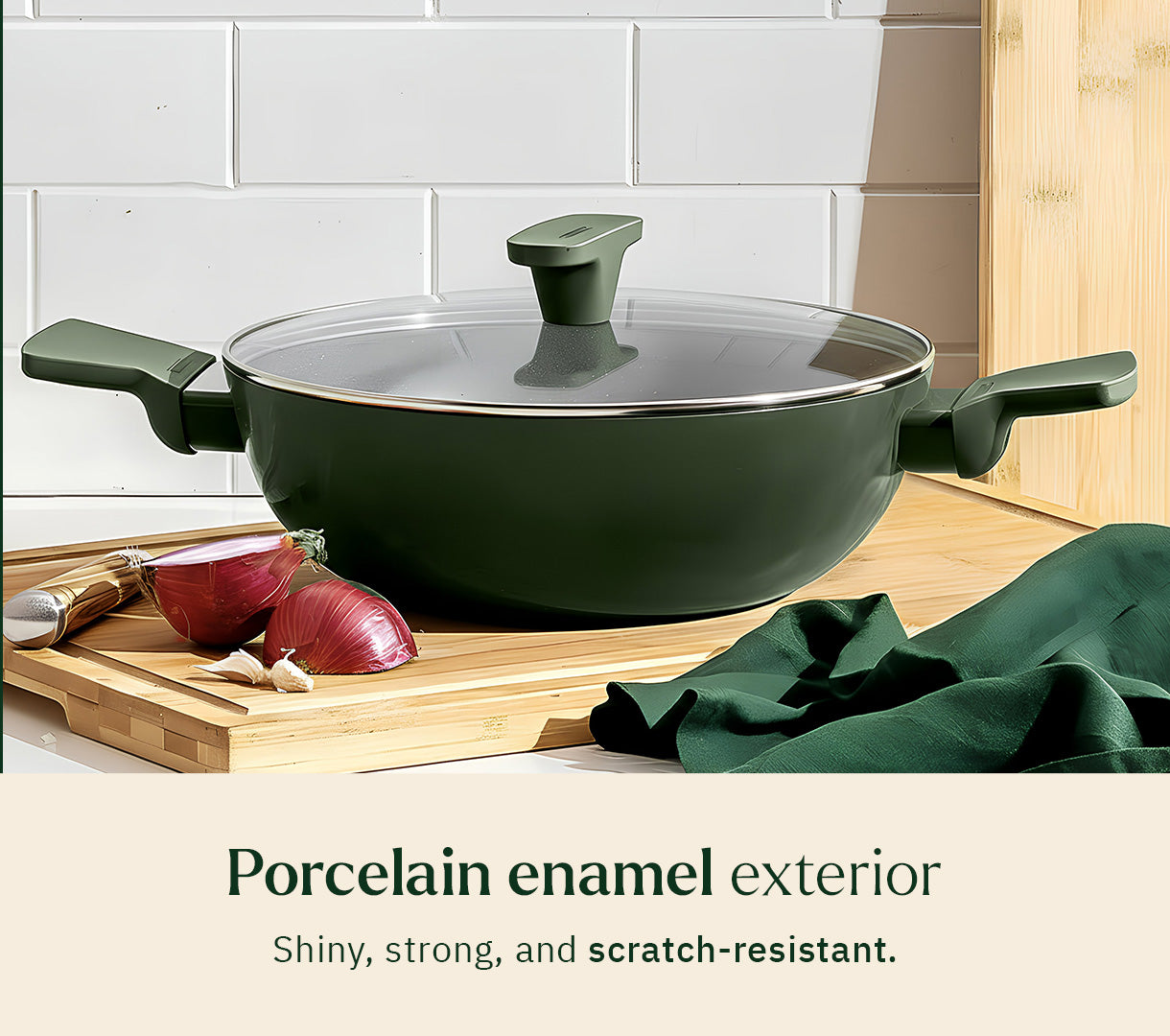 Everyday Cookware Trio with glass lid - Coorg Green