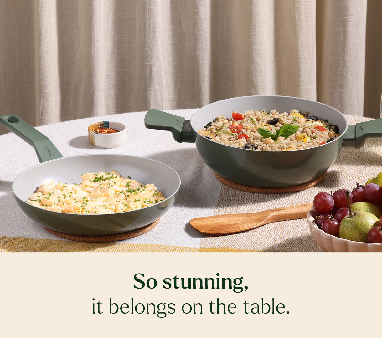 Everyday Cookware Trio with glass lid - Coorg Green